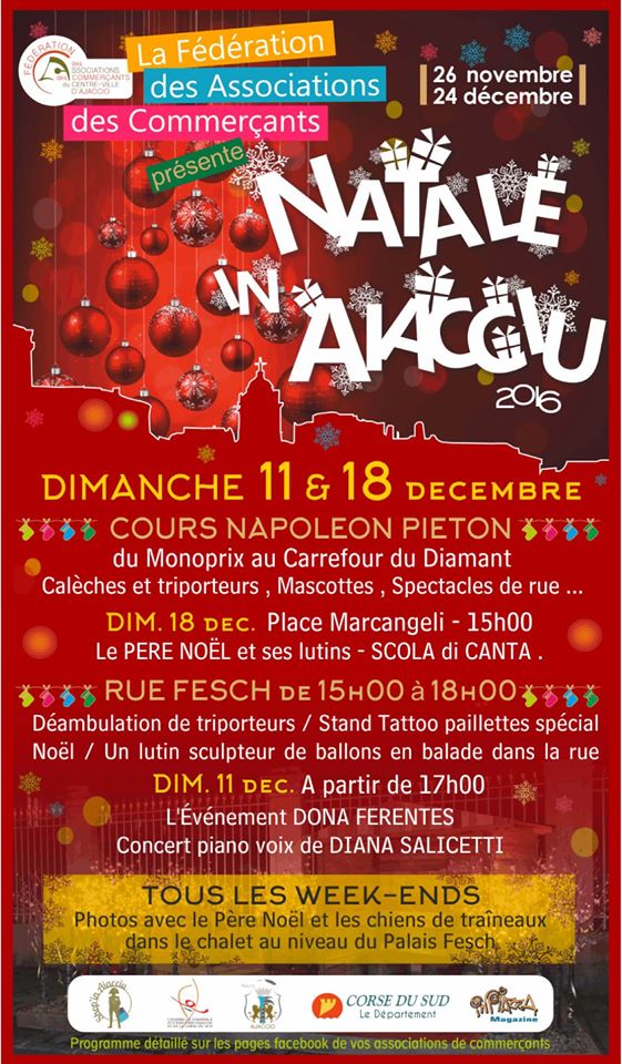 Les associations des commerçants du centre ville d’Ajaccio fêtent Noël avec vous Les associations des commerçants du centre ville d’Ajaccio fêtent Noël avec vous