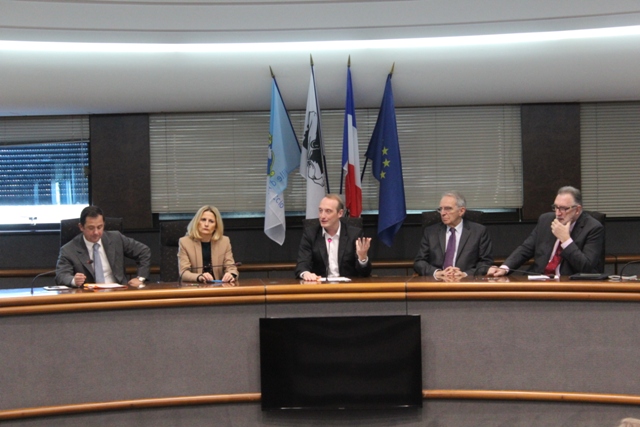 De gauche à droite Jean-Pierre Aresu Adjoint à la mise en valeur du patrimoine napoléonien de la ville, Marie-Antoinette Mauperthuis présidente de l'ATC, Laurent Marcangeli Député-maire, Antoine Sindali Maire de Corte et Jacques Mattei Directeur de la Féderation Européenne des cités napoléoniennes De gauche à droite Jean-Pierre Aresu Adjoint à la mise en valeur du patrimoine napoléonien de la ville, Marie-Antoinette Mauperthuis présidente de l'ATC, Laurent Marcangeli Député-maire, Antoine Sindali Maire de Corte et Jacques Mattei Directeur de la Féderation Européenne des cités napoléoniennes
