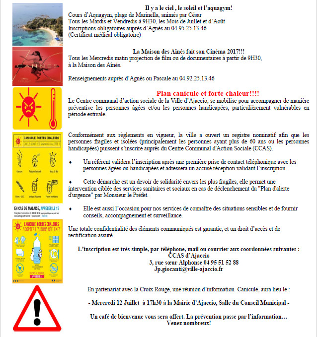 Programme Juillet/Août Maison des Aînés Programme Juillet/Août Maison des Aînés