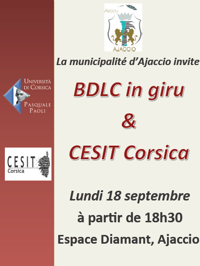 Conférence BDLC in giru et CESIT Corsica lundi 18 septembre à l'Espace Diamant Conférence BDLC in giru et CESIT Corsica lundi 18 septembre à l'Espace Diamant