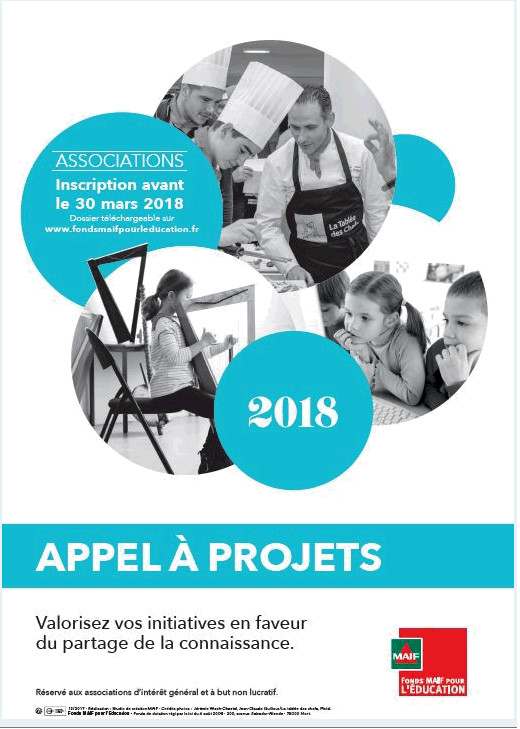 Le Fonds MAIF pour l'Education lance son APPEL A PROJETS 2018 Le Fonds MAIF pour l'Education lance son APPEL A PROJETS 2018