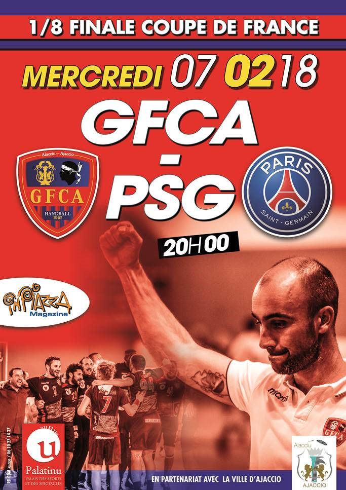 Handball GFC Ajaccio / PSG : 8 ème de finale de coupe de France au Palatinu Handball GFC Ajaccio / PSG : 8 ème de finale de coupe de France au Palatinu