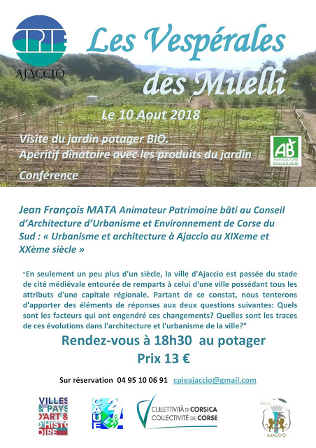 "Les Vespérales" au domaine des Milelli vendredi 10 août 18h30 "Les Vespérales" au domaine des Milelli vendredi 10 août 18h30