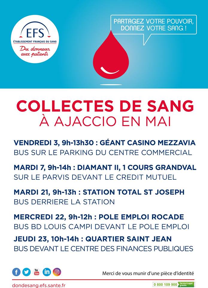 Collectes de sang du mois de mai 2019 Collectes de sang du mois de mai 2019