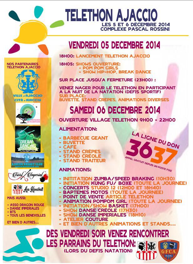 Vendredi 5 et samedi 6 décembre Téléthon 2014 au Pascal Rossini programme des manifestations du village sportif Vendredi 5 et samedi 6 décembre Téléthon 2014 au Pascal Rossini programme des manifestations du village sportif
