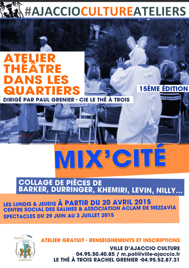 Ouverture des inscriptions pour les ateliers de théâtre dans les quartiers Ouverture des inscriptions pour les ateliers de théâtre dans les quartiers