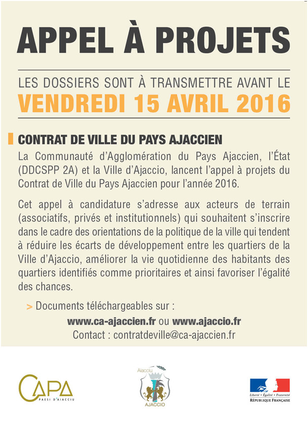 APPEL A PROJETS CONTRAT DE VILLE 2016 APPEL A PROJETS CONTRAT DE VILLE 2016