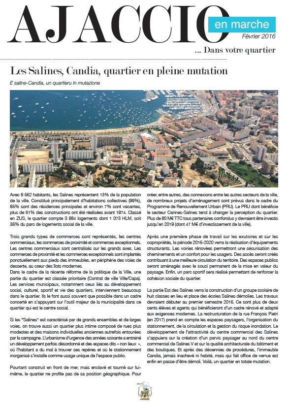 "Ajaccio en Marche dans votre quartier"... Candia, Salines "Ajaccio en Marche dans votre quartier"... Candia, Salines