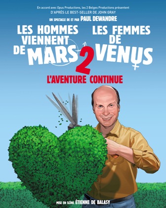 Spectacle Les Hommes viennent de Mars et les femmes de Venus 2 au Palatinu le 31 mai à 20h30 Spectacle Les Hommes viennent de Mars et les femmes de Venus 2 au Palatinu le 31 mai à 20h30