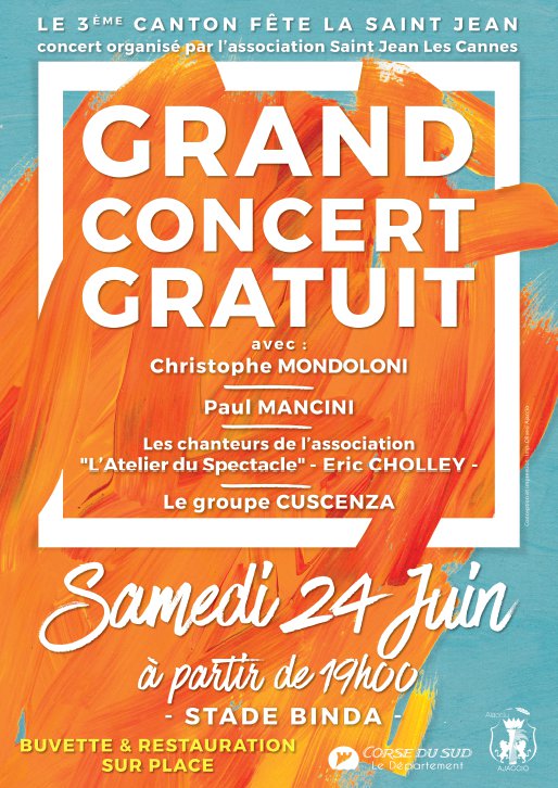 Grand concert gratuit à l'occasion de la Saint Jean samedi 24 juin au stade du Binda Grand concert gratuit à l'occasion de la Saint Jean samedi 24 juin au stade du Binda