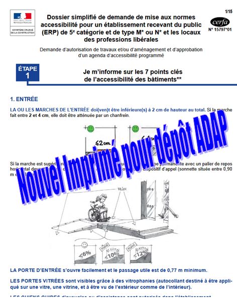 Mise en accessibilité des Etablissements Recevant du Public - Nouvel imprimé simplifié destiné aux commerces de proximité et aux professions libérales