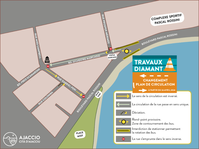 Secteur du boulevard Marcaggi : rond-point provisoire et plan de circulation modifié