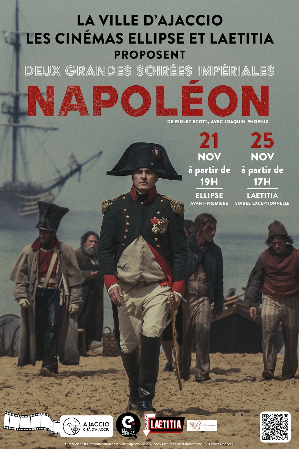 La Ville d’Ajaccio s’associe aux cinémas Ellipse et Laetitia pour la sortie du film Napoléon